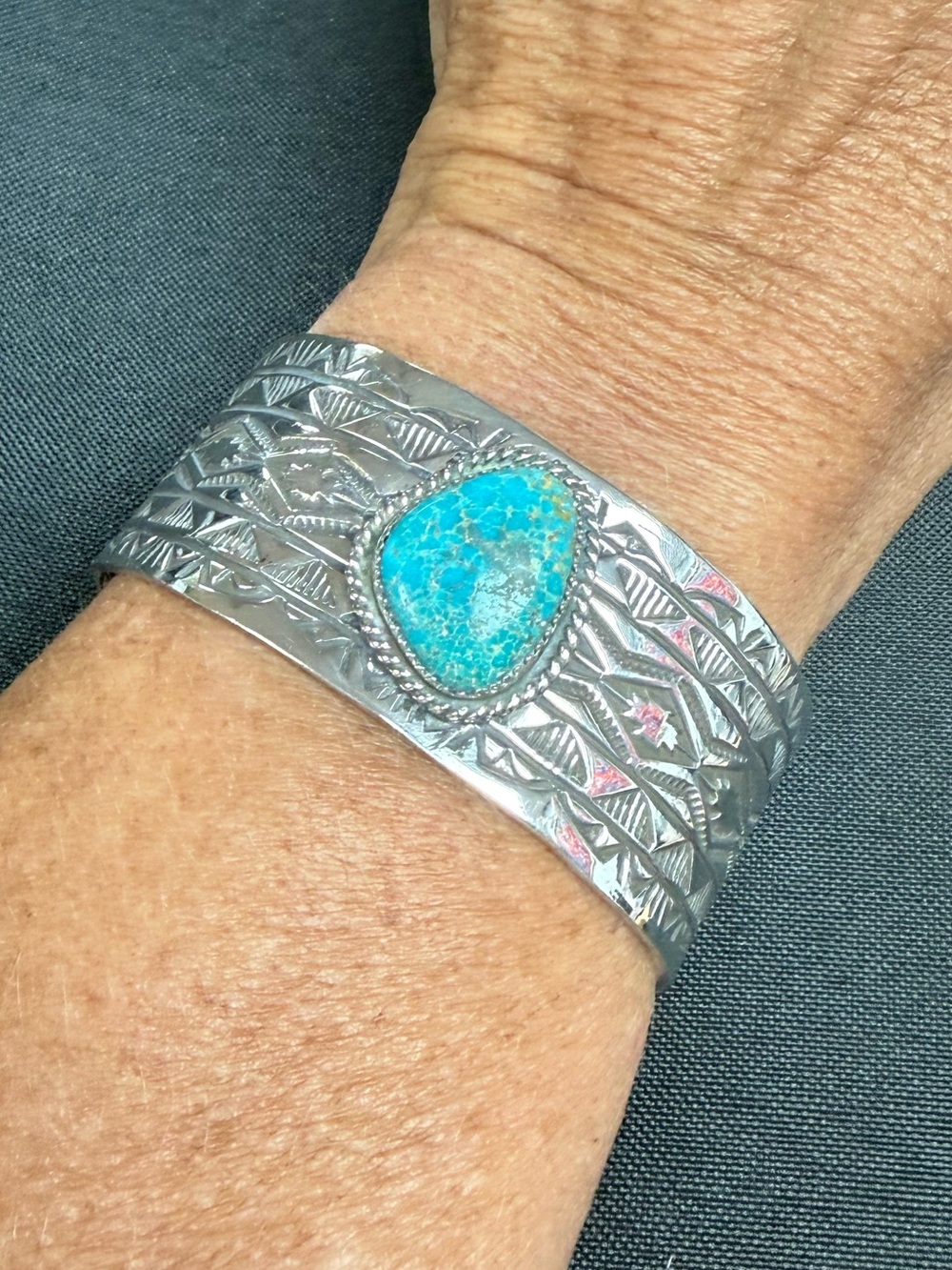 Rick Enriquez Sterling Silver Turquoise Cuff Bracelet